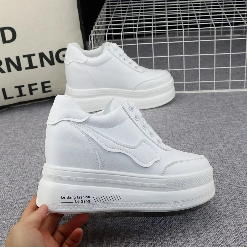 Joskaa 2024 New White Platform Wedge Sneakers