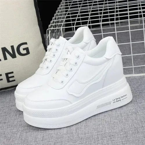 Joskaa 2024 New White Platform Wedge Sneakers