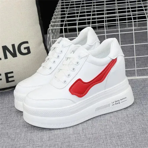 Joskaa 2024 New White Platform Wedge Sneakers