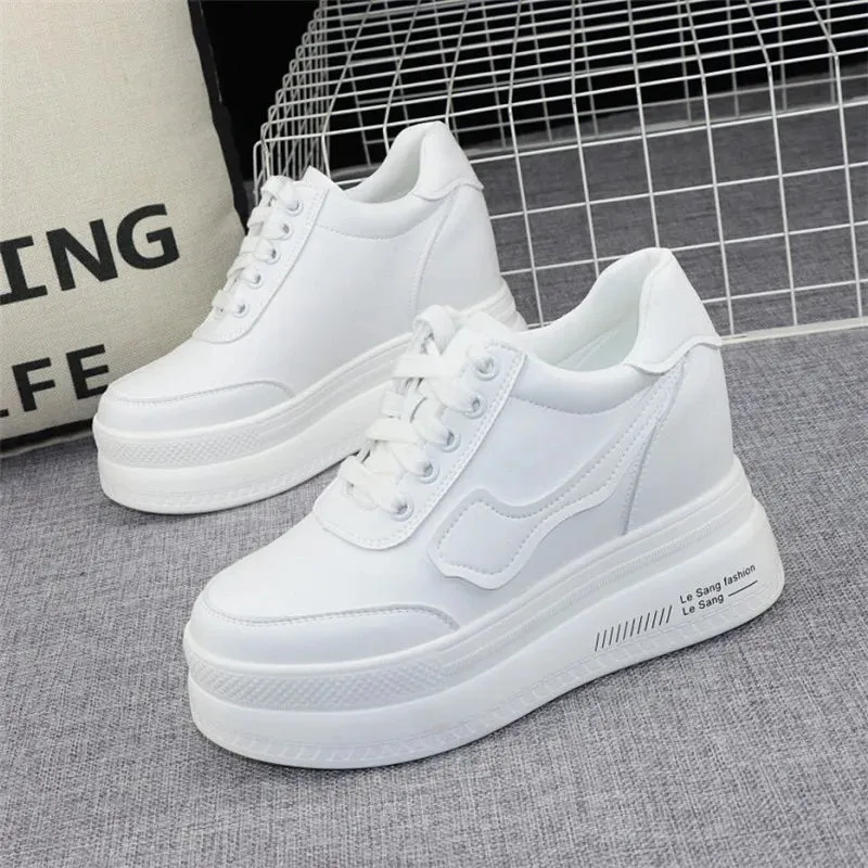 Joskaa 2024 New White Platform Wedge Sneakers