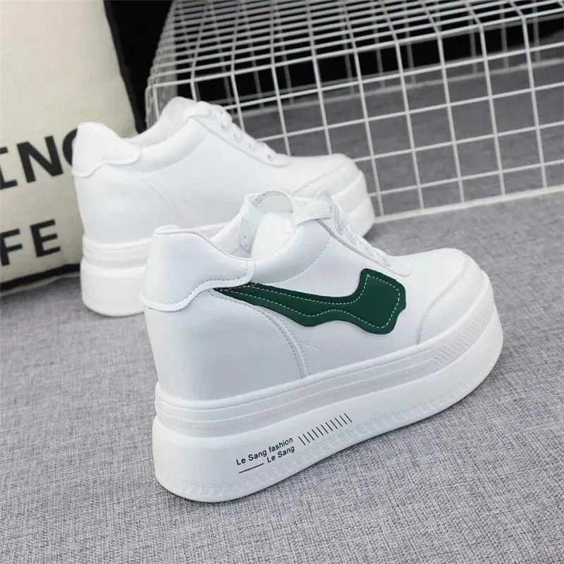 Joskaa 2024 New White Platform Wedge Sneakers