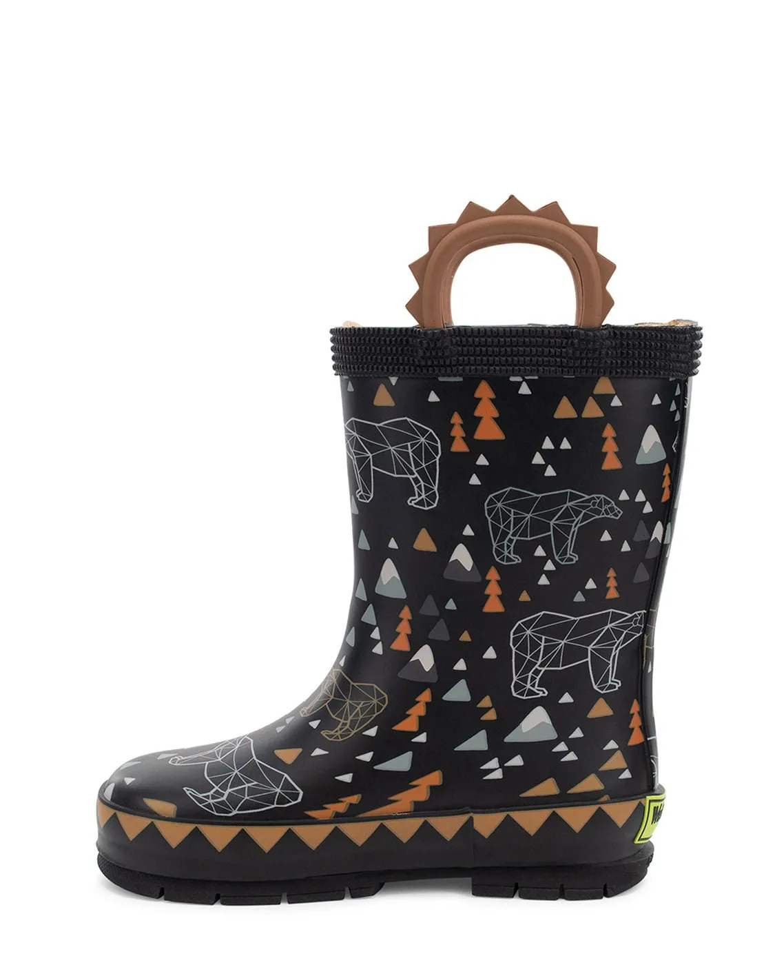 Kids Grizzly Faux Fur Rain Boot - Black