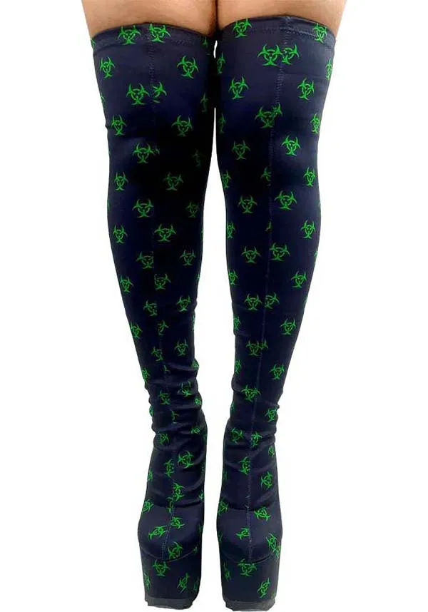 Labyrinth Toxica [Black/Green] | KNEE HIGH BOOTS*