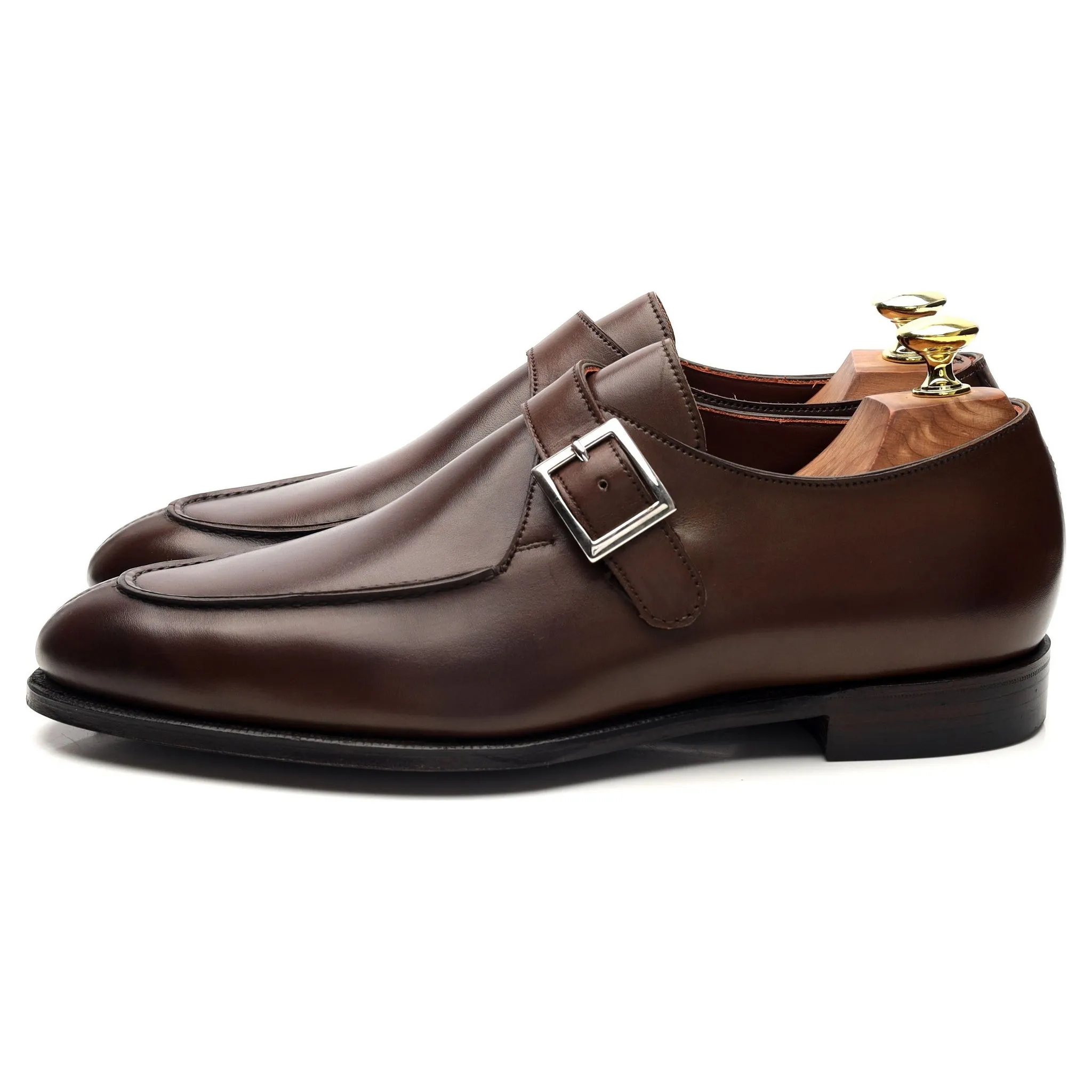 'Lawrence 2' Dark Brown Leather Split Toe Monk Strap UK 7 E