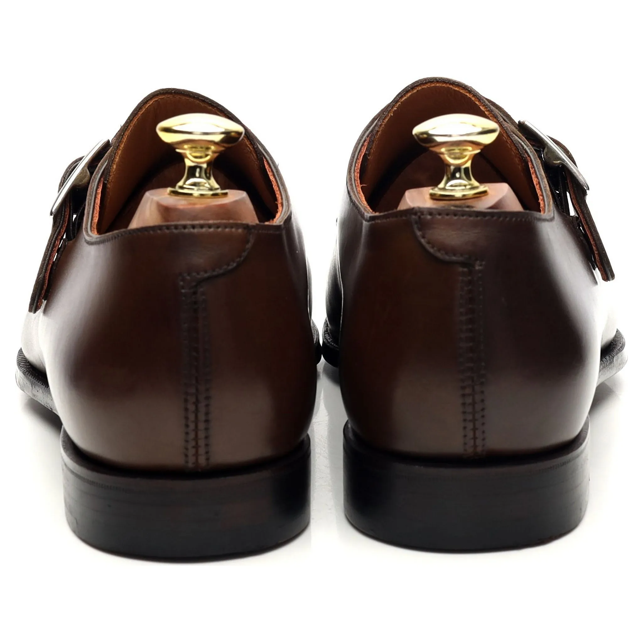 'Lawrence 2' Dark Brown Leather Split Toe Monk Strap UK 7 E