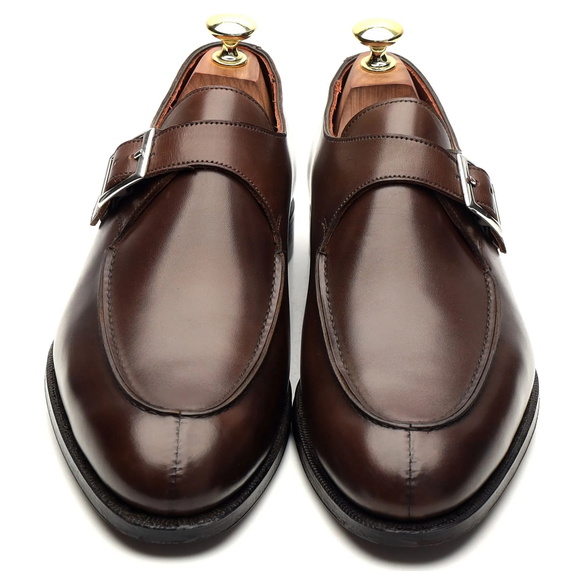 'Lawrence 2' Dark Brown Leather Split Toe Monk Strap UK 7 E