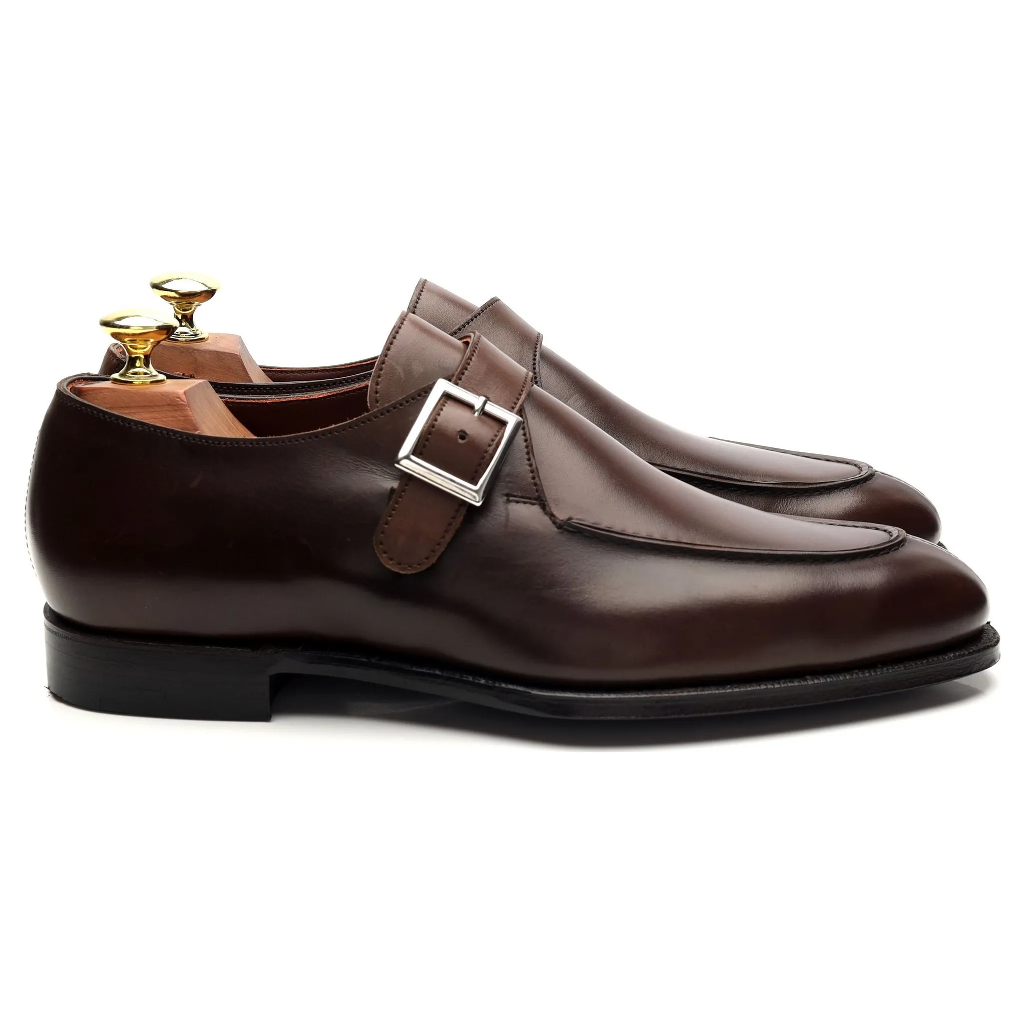 'Lawrence 2' Dark Brown Leather Split Toe Monk Strap UK 7 E