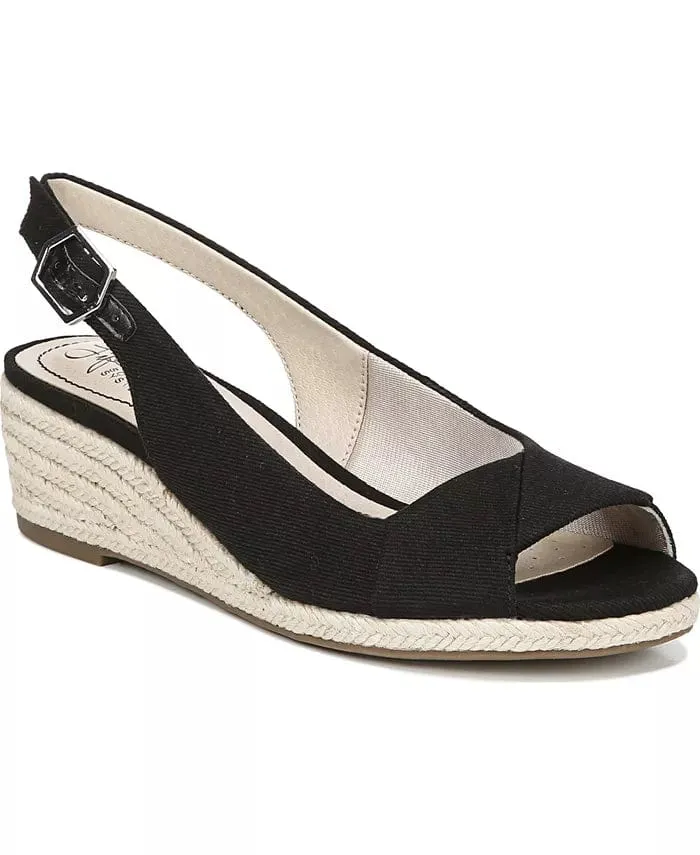 LIFESTRIDE - Socialite Peep Toe Slingback Espadrille Wedge Sandals