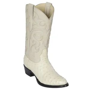 Los Altos Boots Mens #650304 Round Toe | Genuine Full Quill Ostrich  Boots Handmade | Color Winterwhite