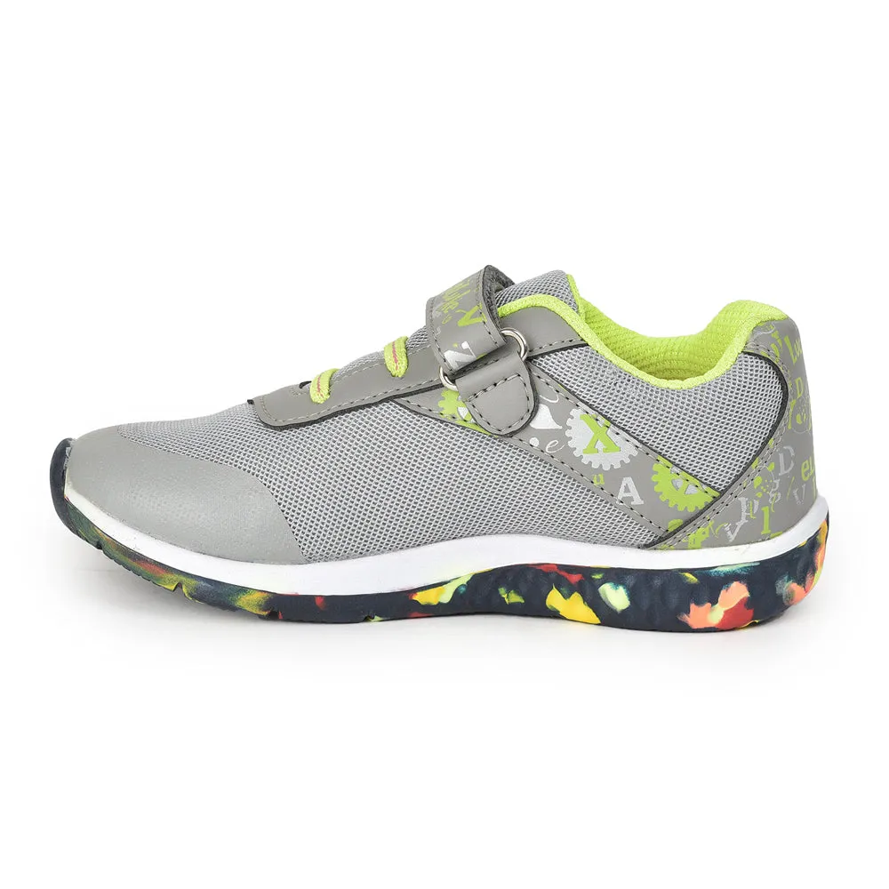 Lucy & Luke (Grey) Casual Non Lacing Shoes For Kids JAMIE-108 By Liberty