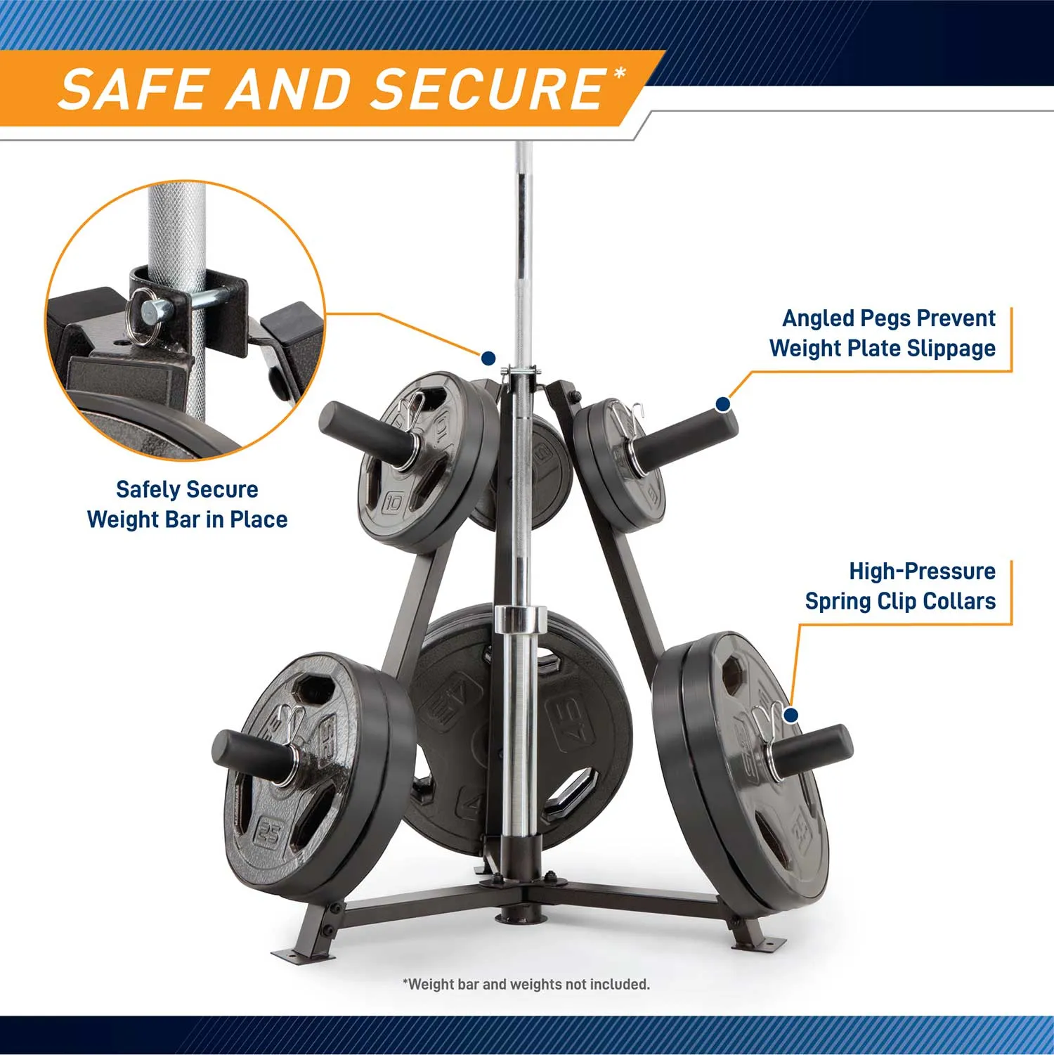 Marcy 6-Peg Olympic Weight Plate Tree and Vertical Bar Holder | PT-5757