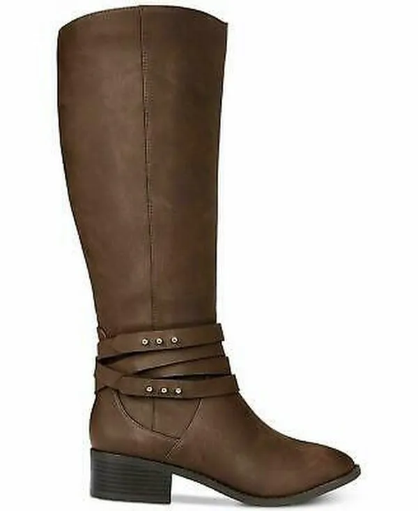 Material Girl Womens Damien Faux Leather Wide Calf Knee-High Boots, 8.5