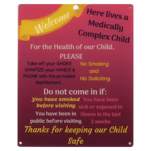 Medically Fragile Child Sign - Red