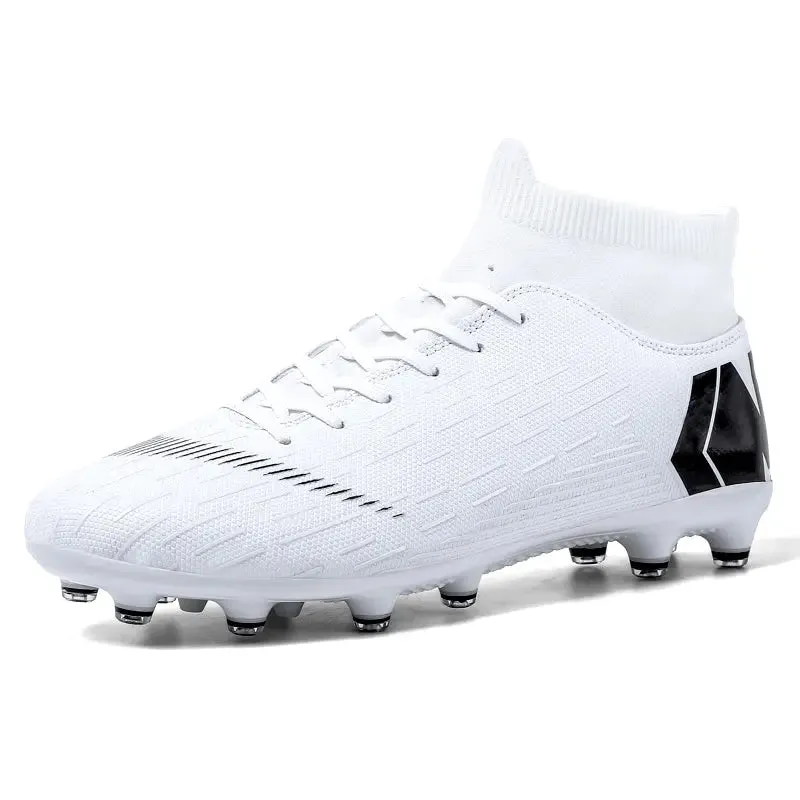 Men Cleats Football Boots High Top Soccer Sneakers Turf Futsal Outdoor Fashion White Sport Shoes