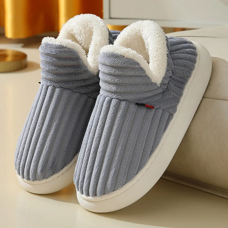 Men Winter New Women Cotton Slippers Outdoor Fashion Couple Slippers Warm Indoor Bedroom Cotton Plush Shoes Fleece Fluffy