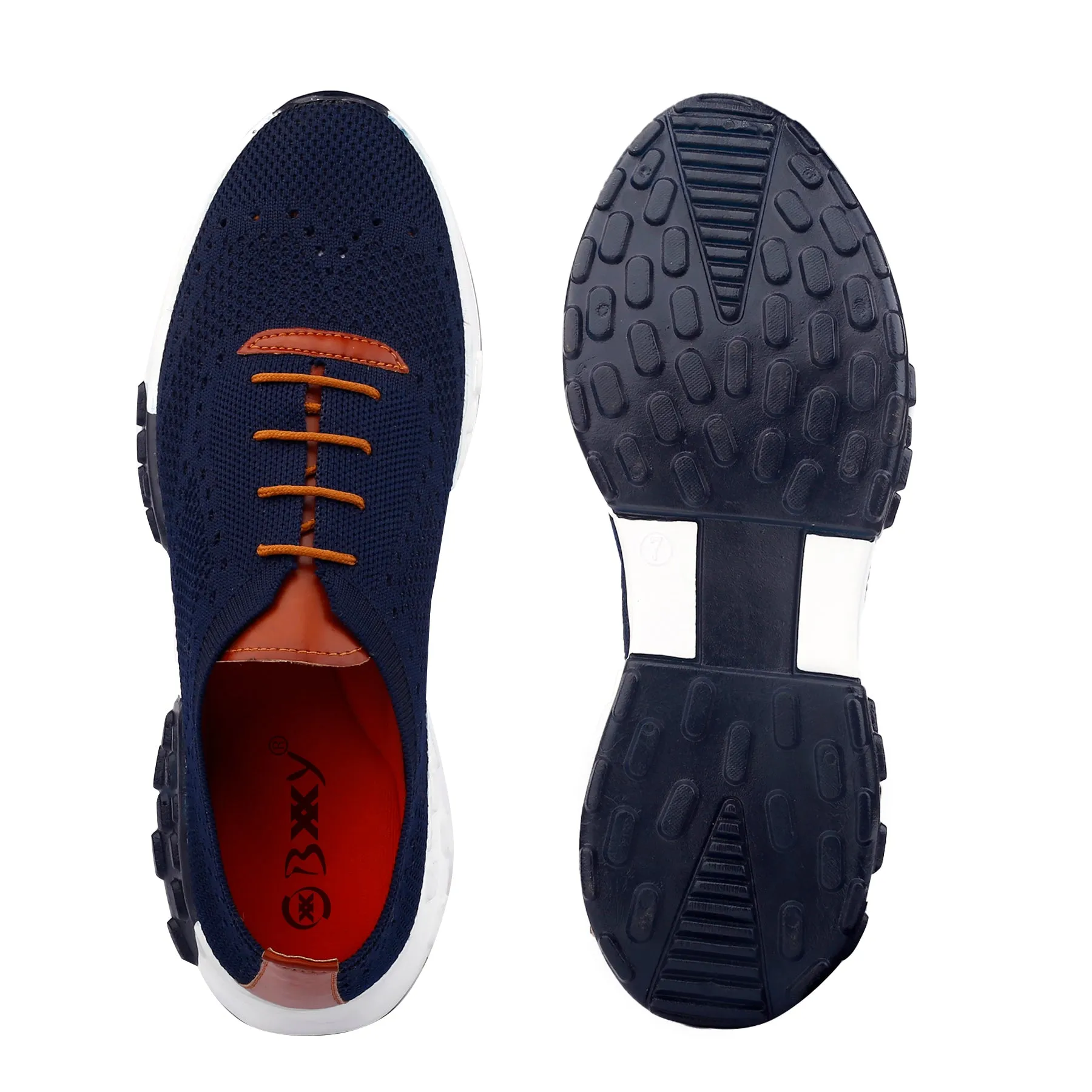 Men's Knitted Breathable Upper Casual Brogue Lace-Up Shoes