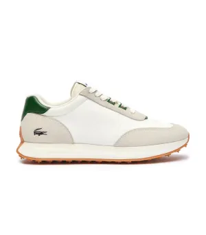 Men's L-Spin Contrasted Accent Trainers White/Dark Green