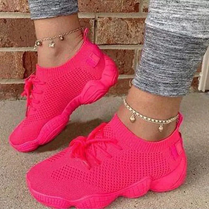 Mesh Flat Casual Sports Lace-up Flying Shoes