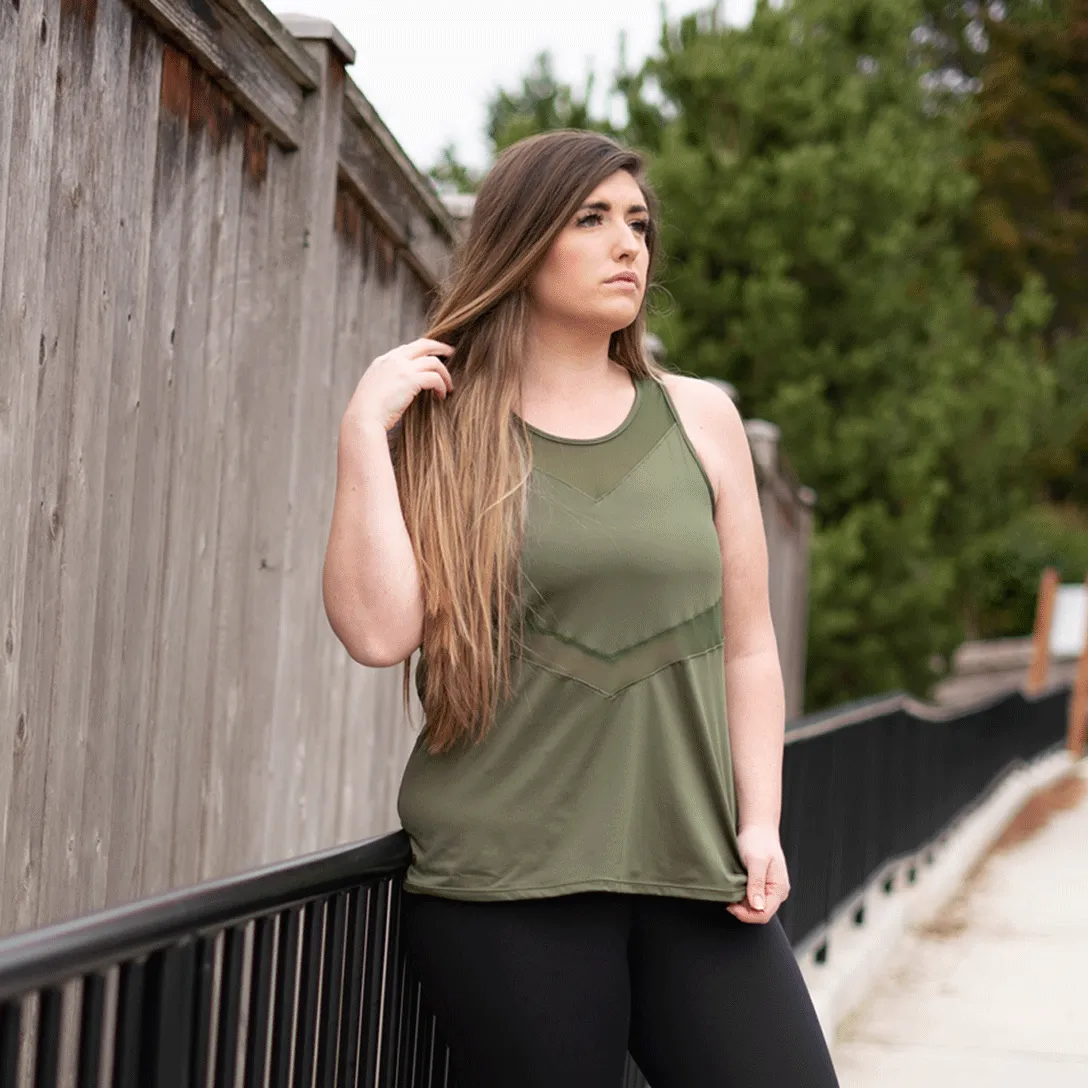 Military Green Chevron Racerback Tank