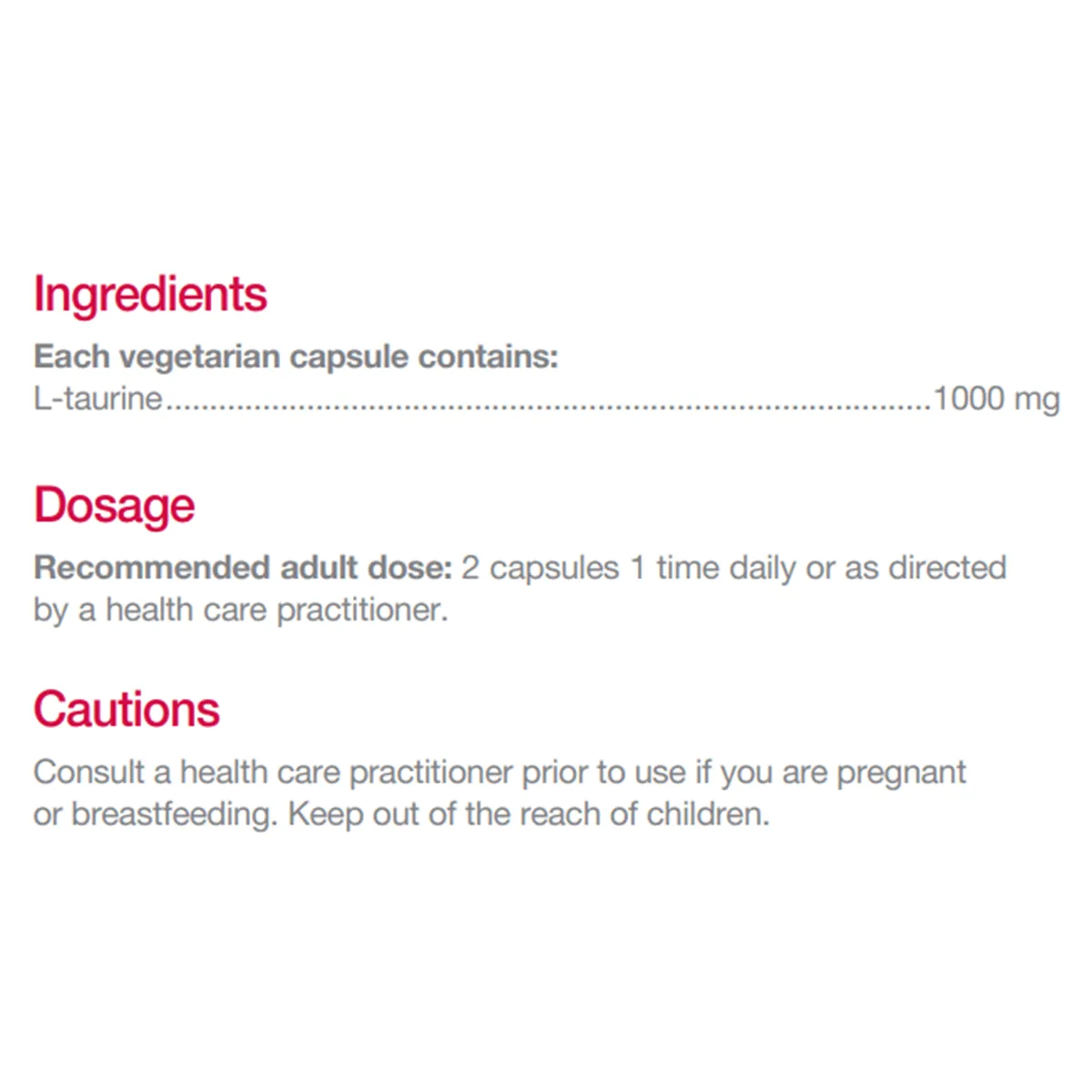 Natural Factors L-Taurine 1000mg 120 Veggie Caps