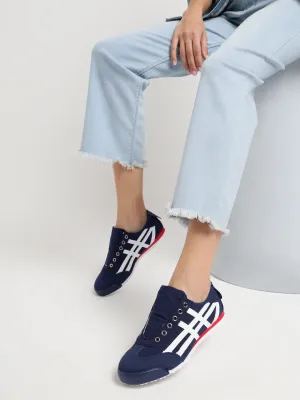 Navy White Canvas Stylish Slip-On Sneakers (TC-RS3801-NVYWHT)