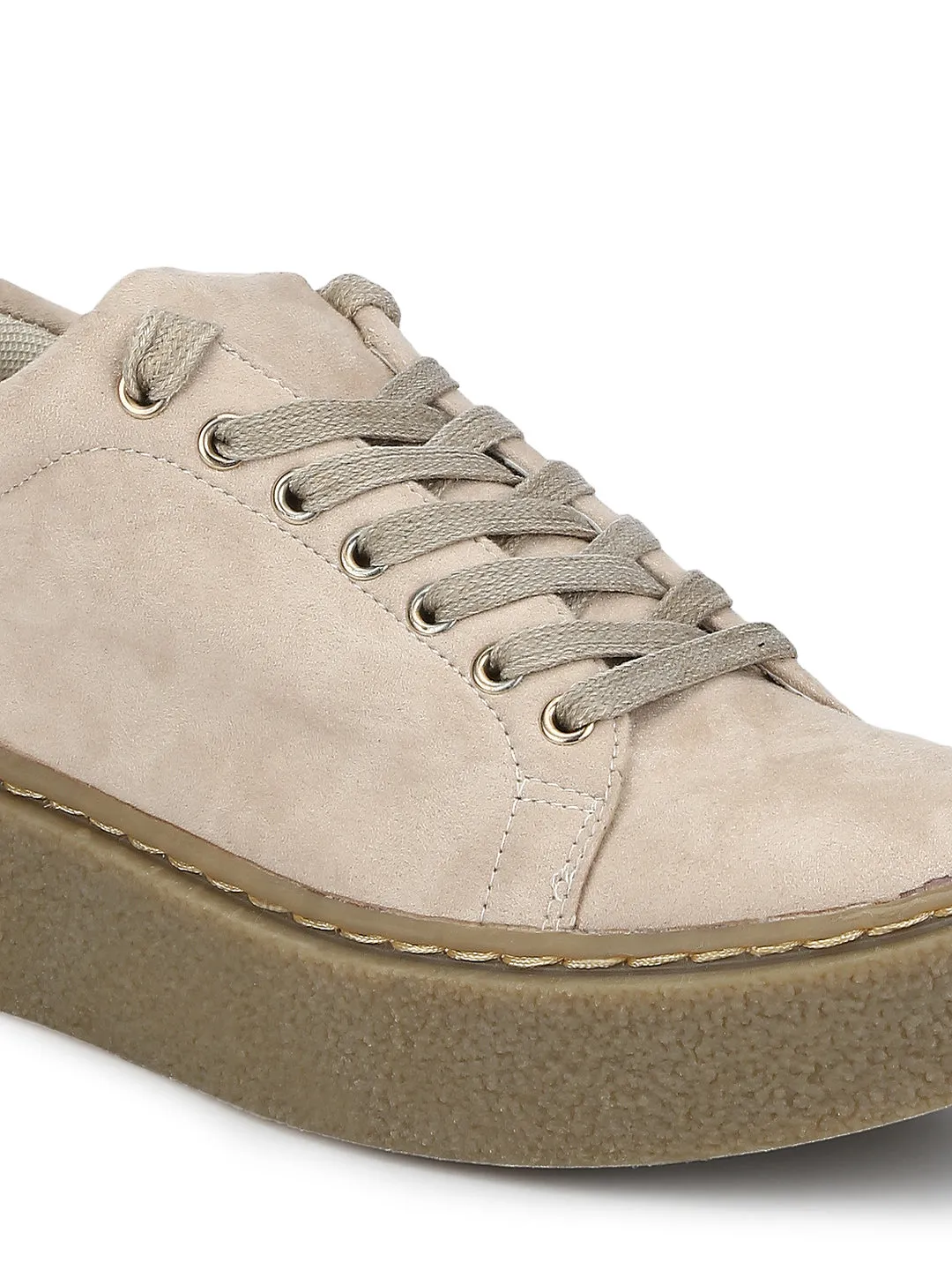 Nude Suede Lace-Up Creepers