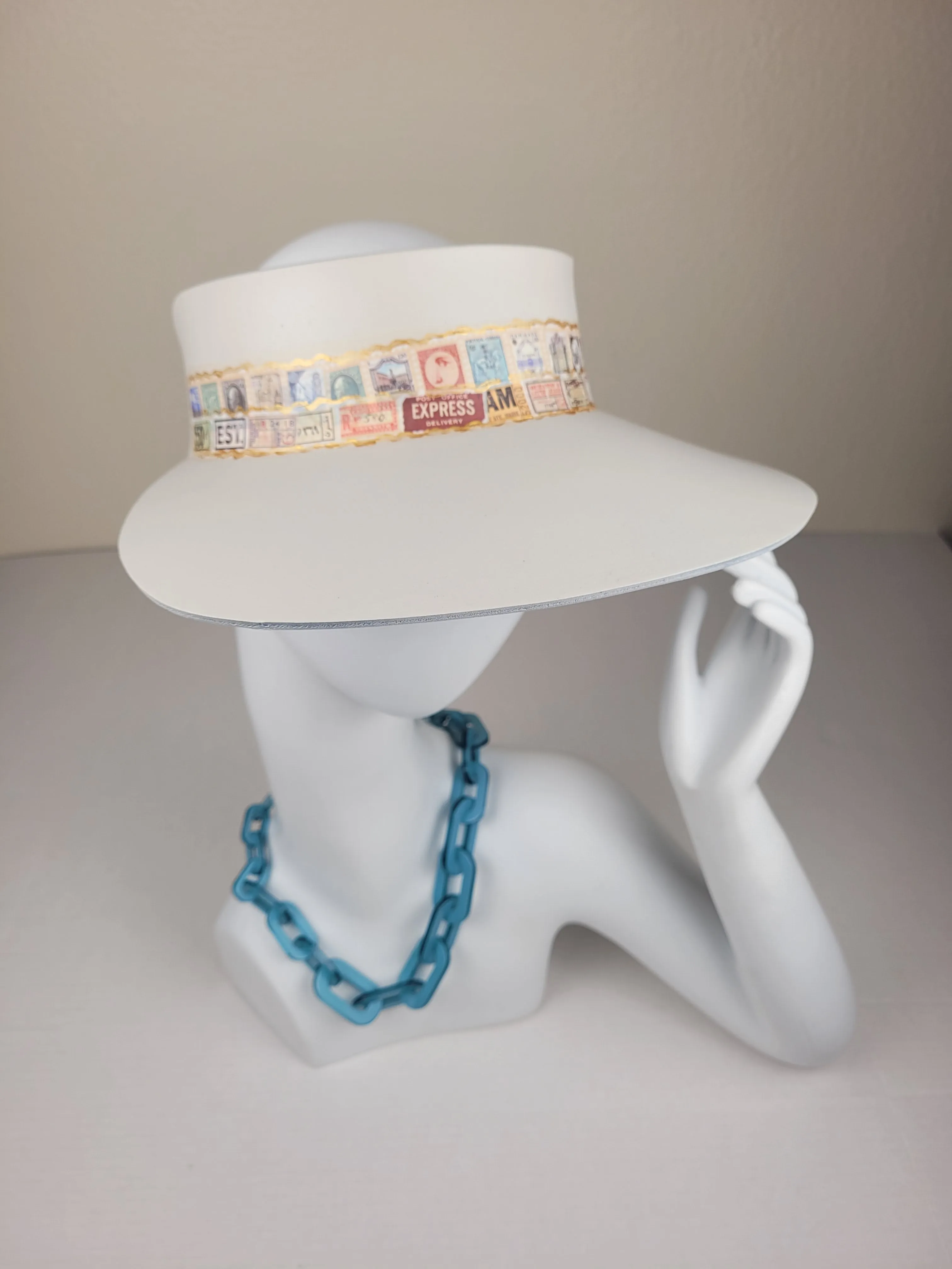 Off White "LadyEVA" Visor Hat with Stamp Themed Band