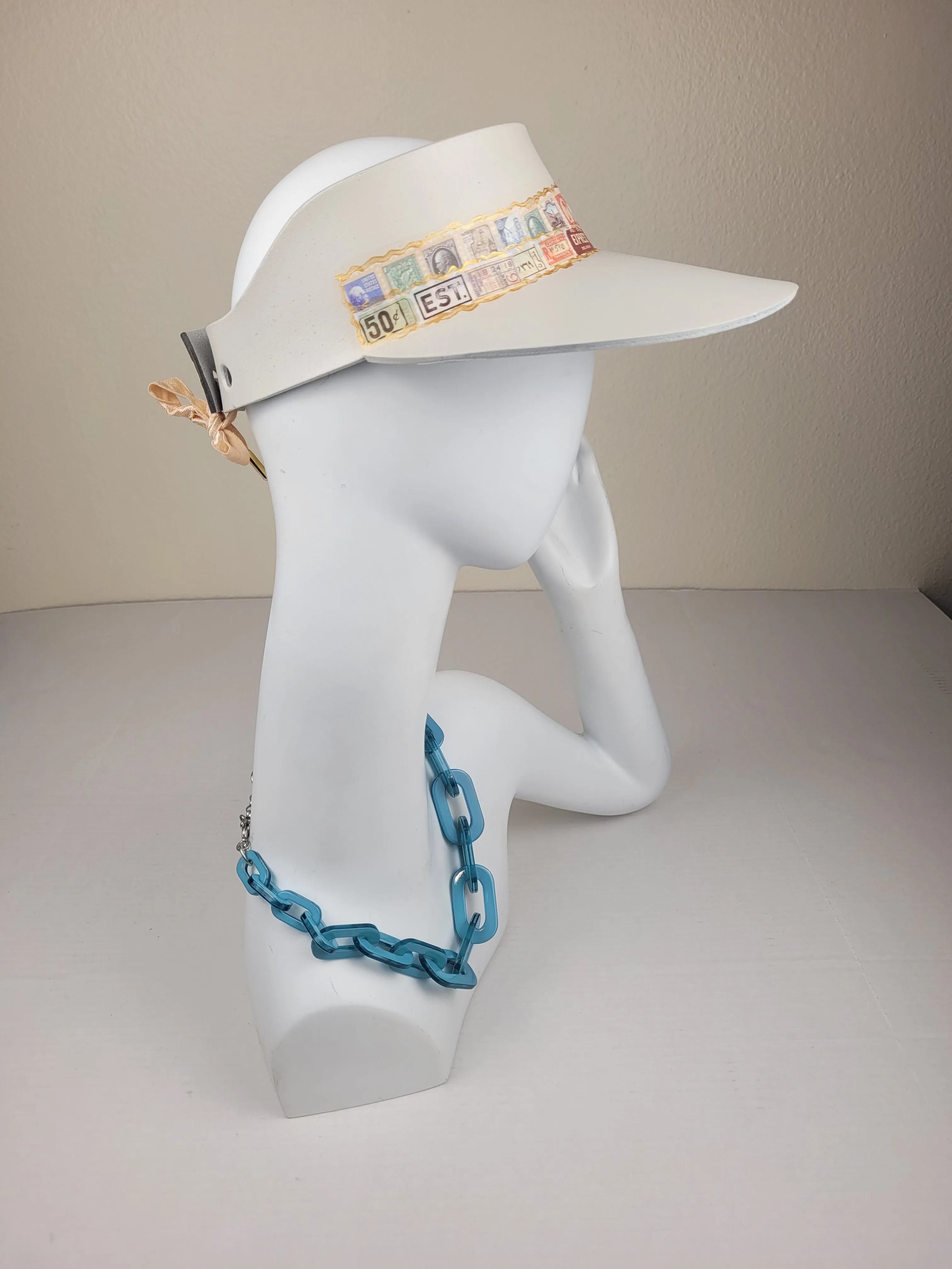 Off White "LadyEVA" Visor Hat with Stamp Themed Band