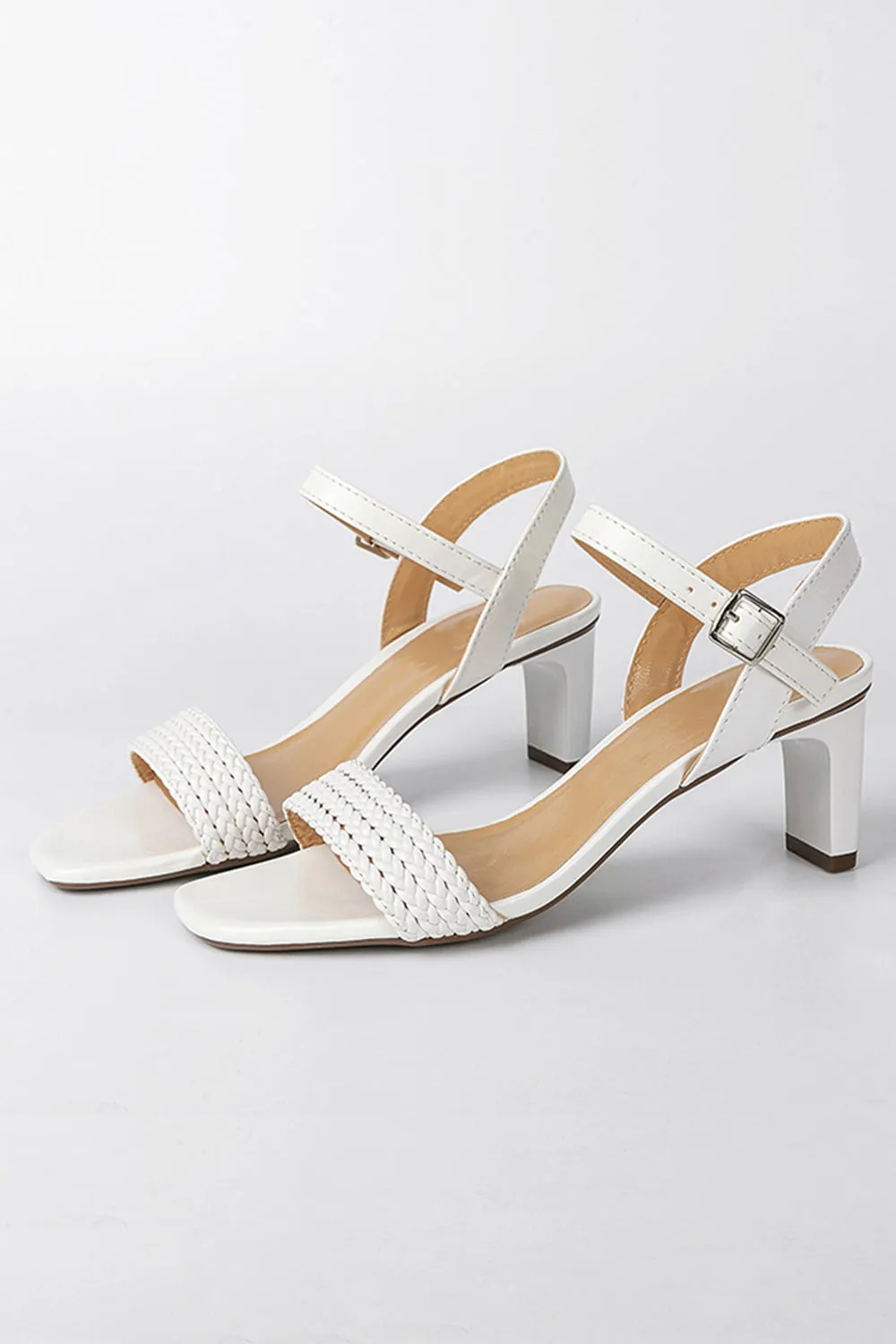 Outdoor Sandals Peep Toe Chunky Heel Fashion Shoes With Buckle Braided Strap