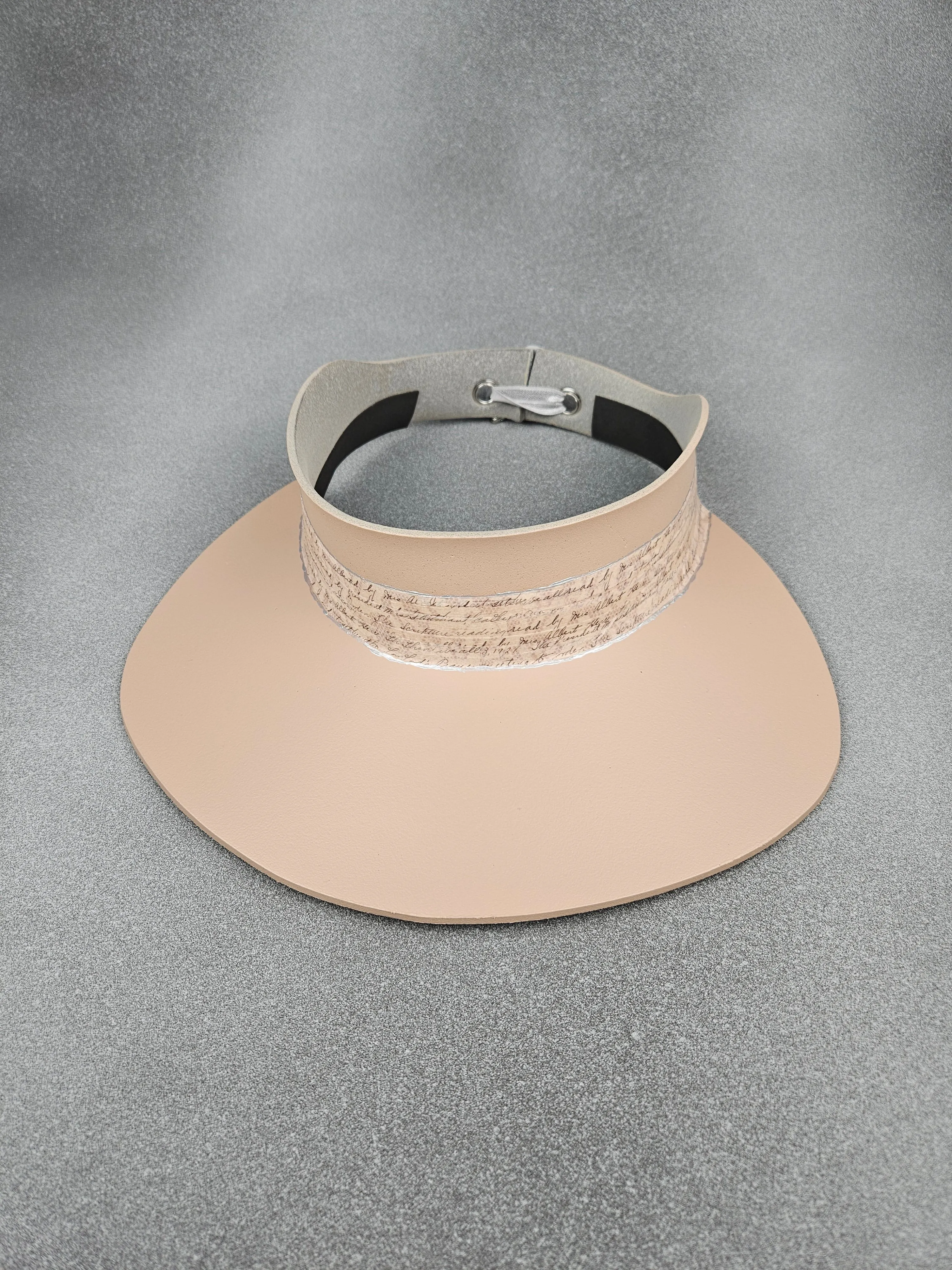 Peachy Beige "LadyEVA" Visor Hat with Silver Script Band