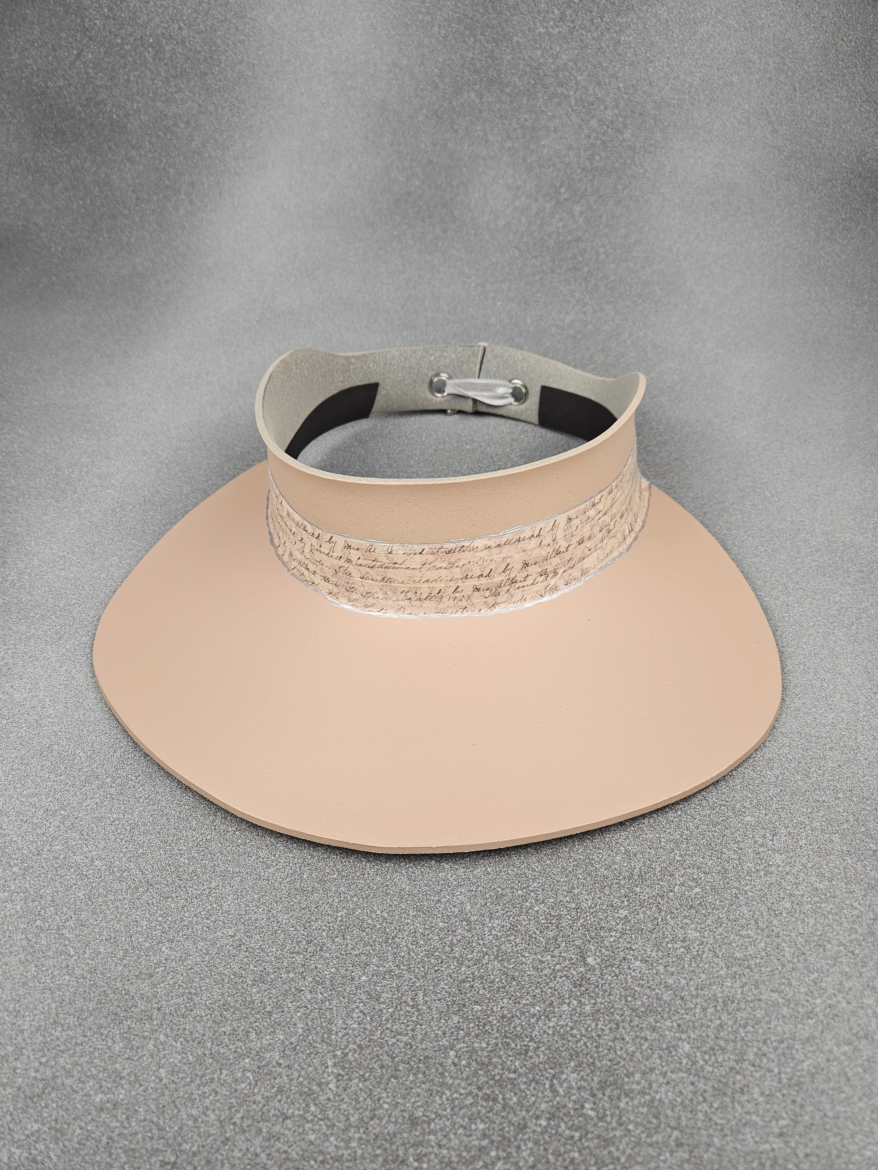 Peachy Beige "LadyEVA" Visor Hat with Silver Script Band