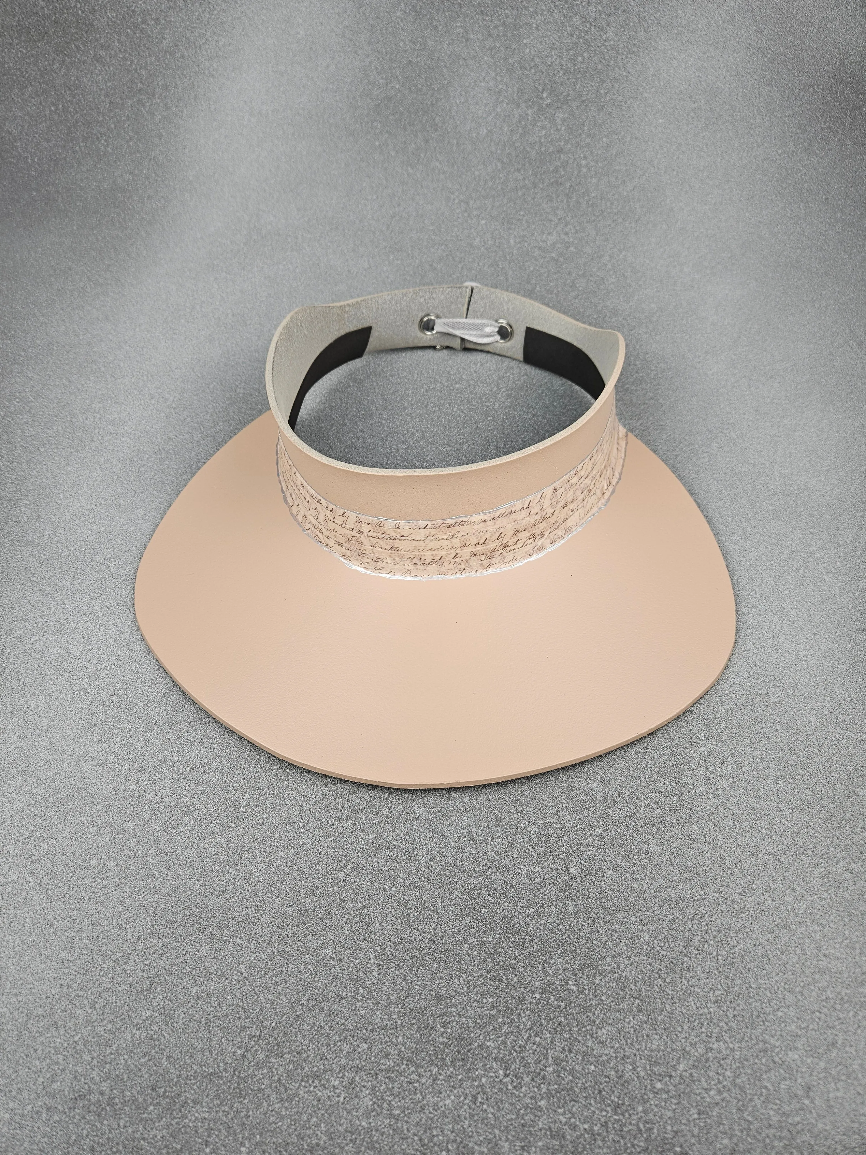 Peachy Beige "LadyEVA" Visor Hat with Silver Script Band