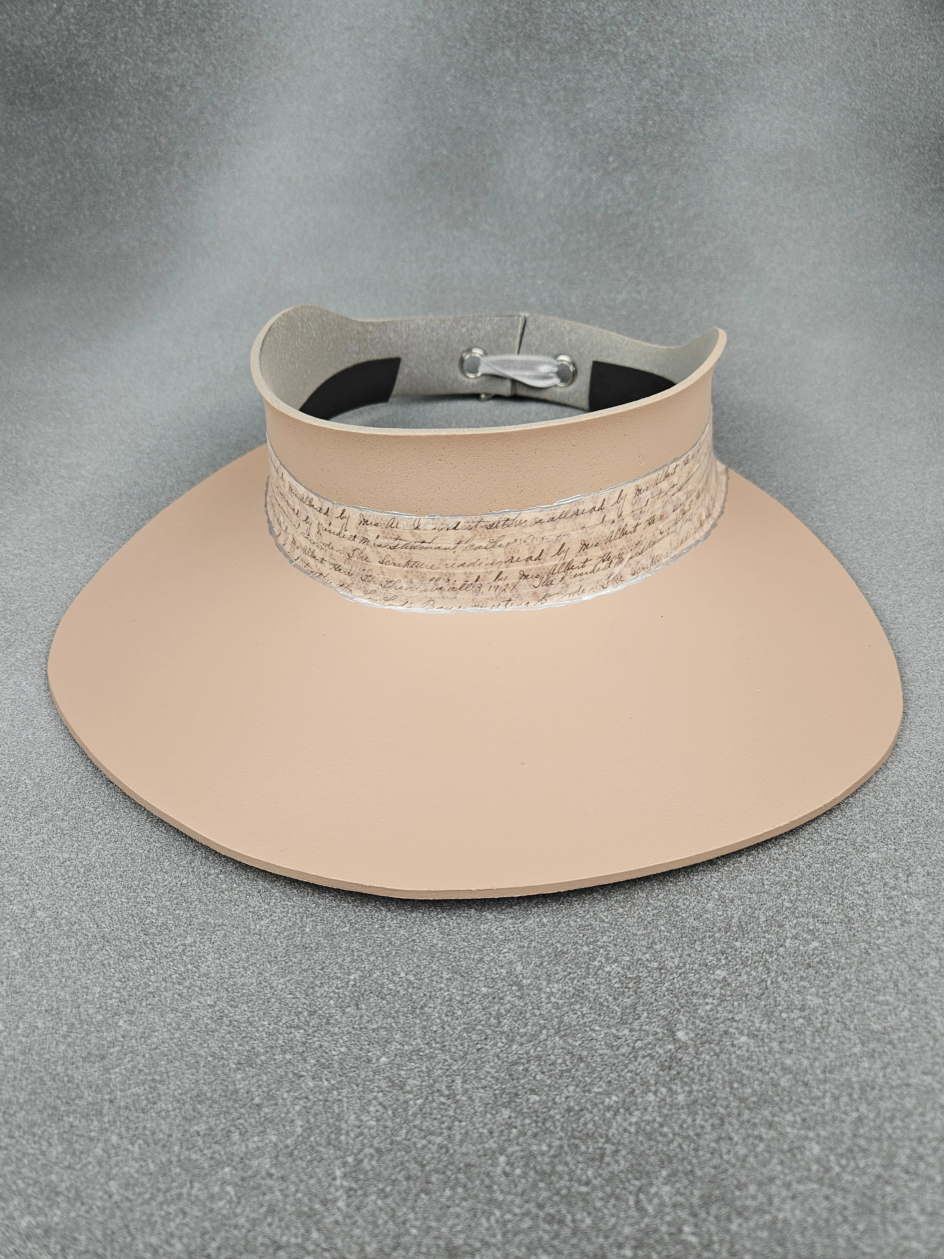 Peachy Beige "LadyEVA" Visor Hat with Silver Script Band