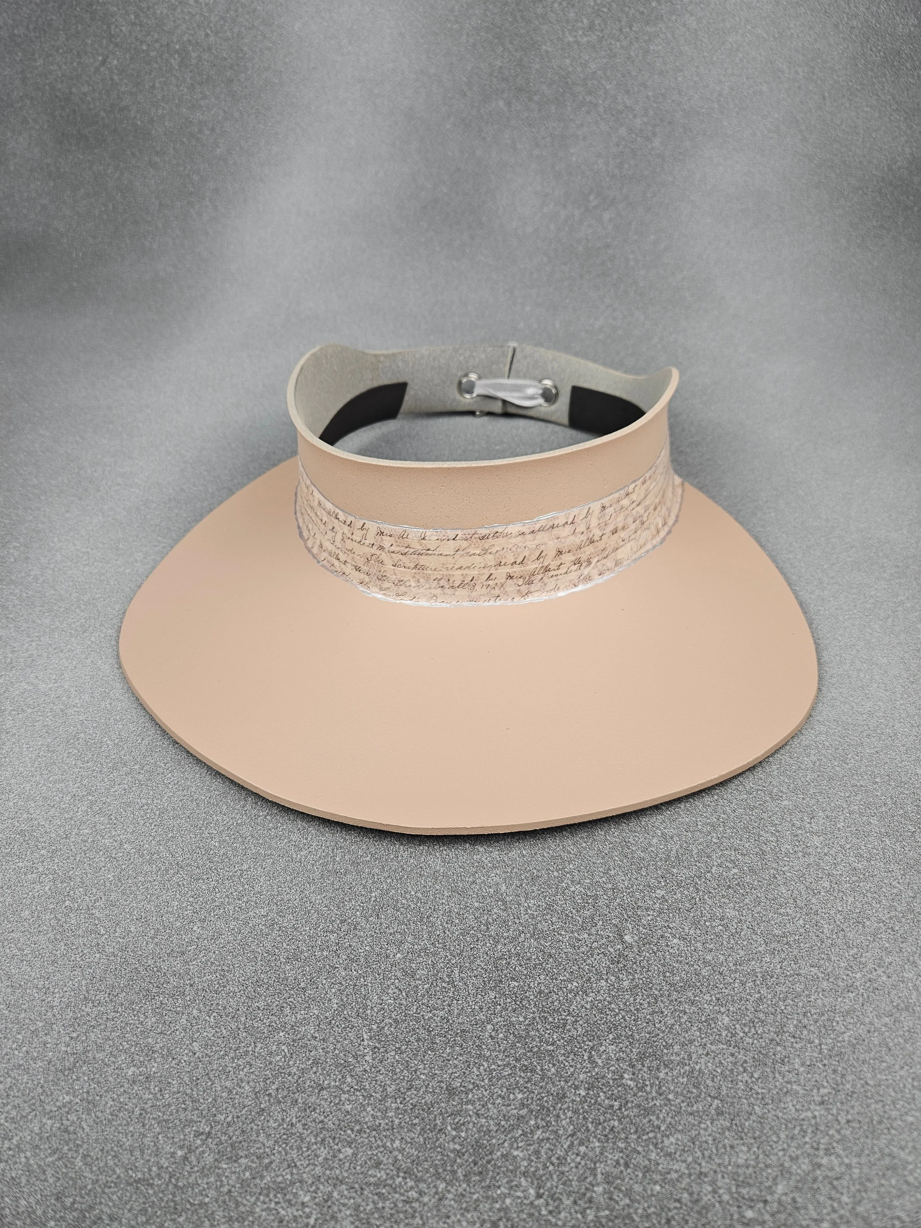 Peachy Beige "LadyEVA" Visor Hat with Silver Script Band