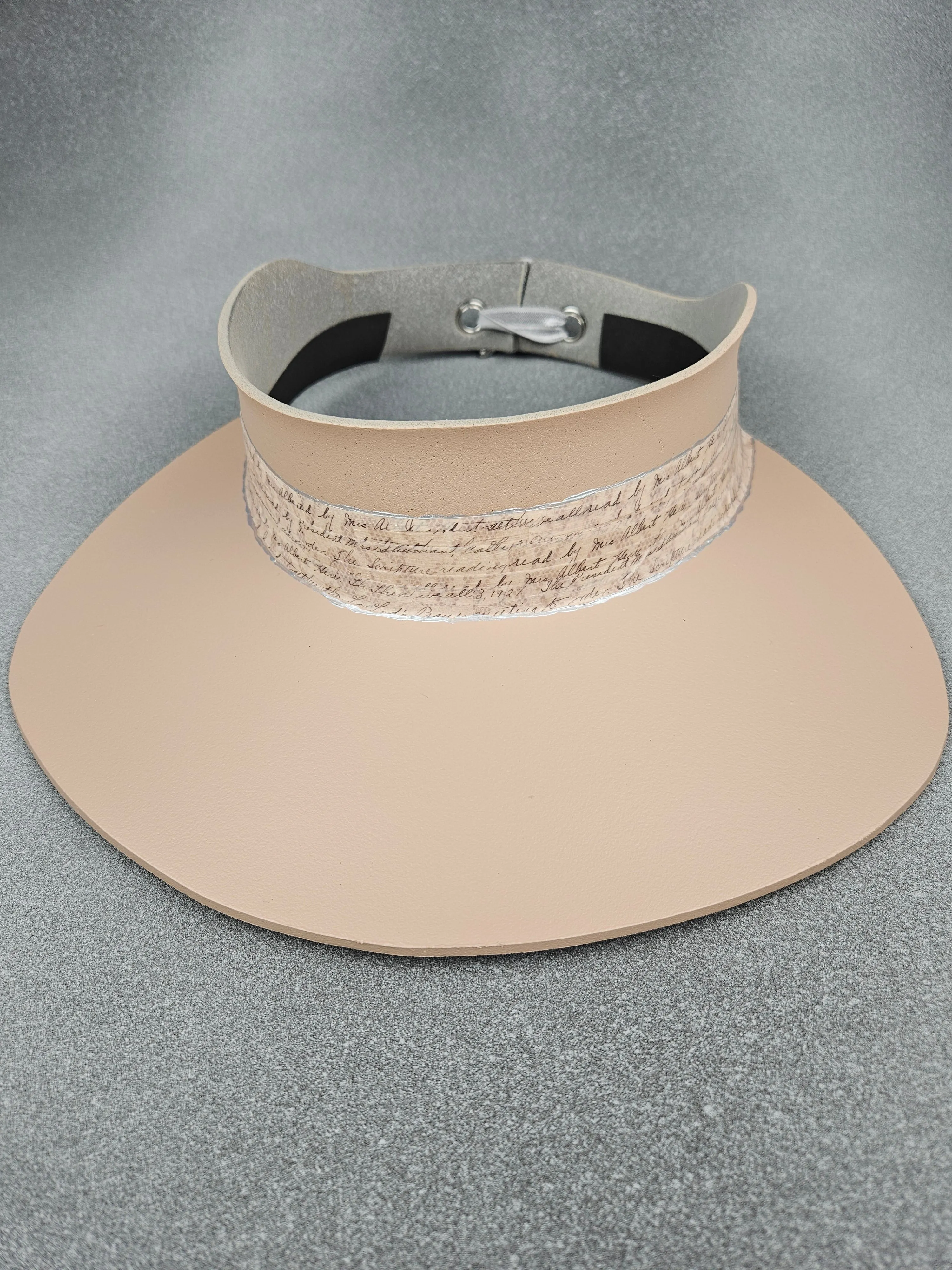 Peachy Beige "LadyEVA" Visor Hat with Silver Script Band