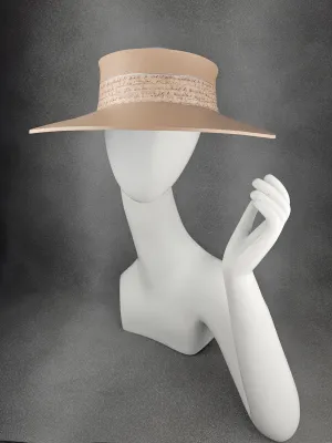 Peachy Beige "LadyEVA" Visor Hat with Silver Script Band