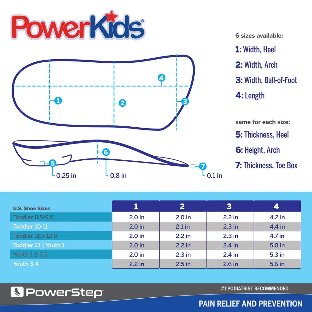 PowerStep Pinnacle Junior 3/4-Length Insoles