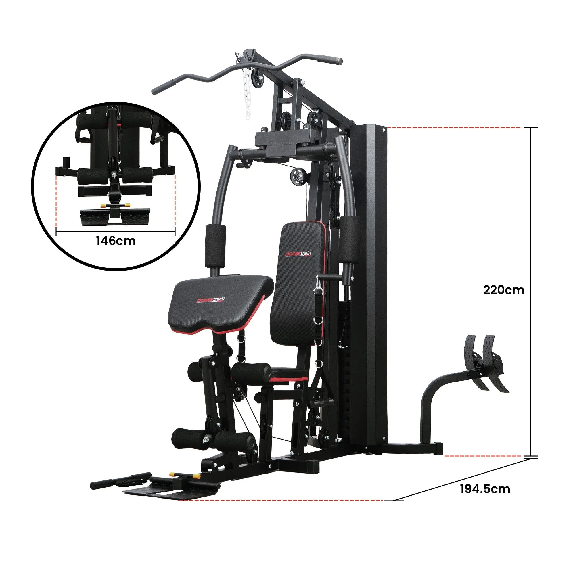 Powertrain Jx-89 Multi Station Home Gym 68kg Weight Cable Machine