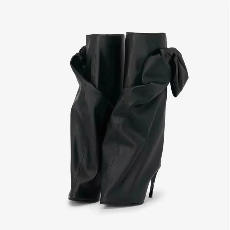 Pre Order:  Side Bows Wrapped Mid-Calf Boots