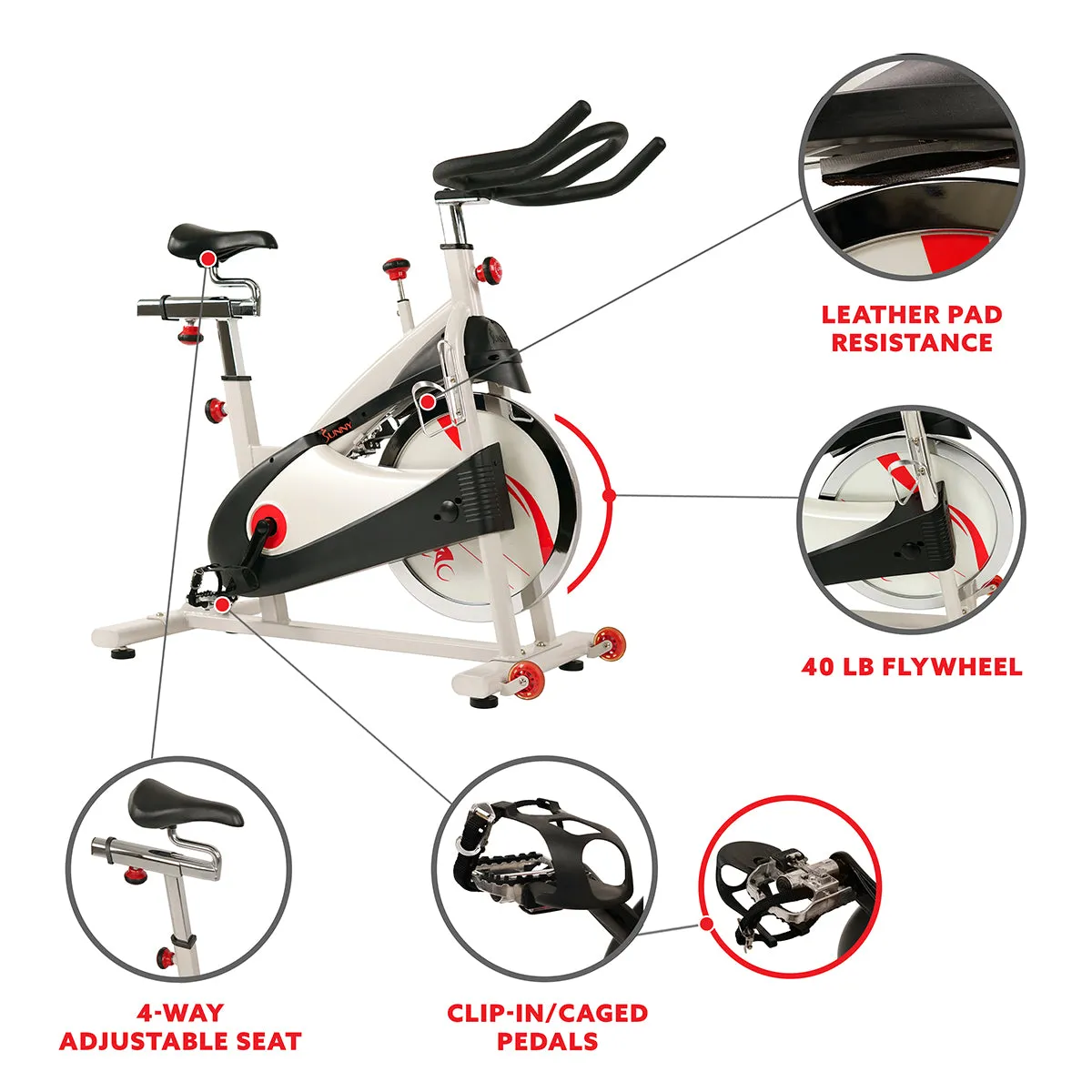 Premium Cycling Exercise Bike Indoor Fitness Belt Drive Clipless Pedal