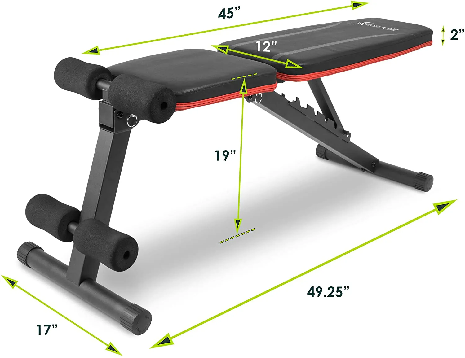 ProsourceFit Foldable & Adjustable Multi - Purpose Weight Bench for Home and Gym Full - Body Strength Training Workouts, Fitness Exercises and Weight Training, Black/red