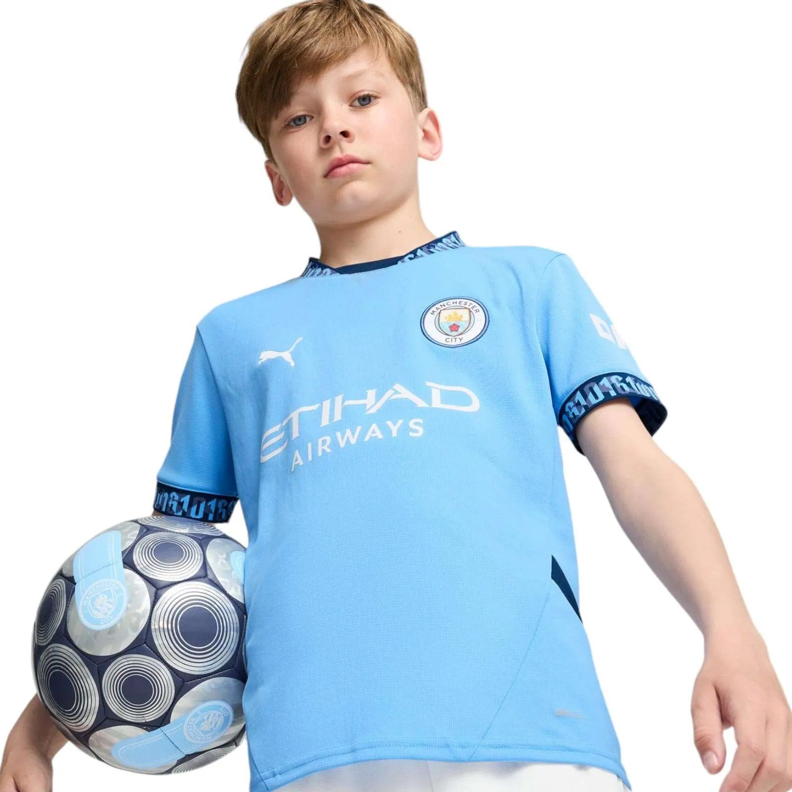 Puma Manchester City Football 2024/25 Short Sleeved Kids Home Jersey