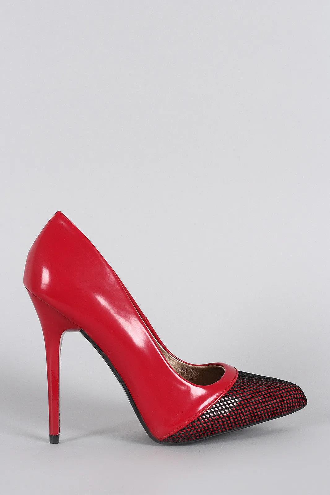 Qupid Fire Hot Mesh Pointy Toe Pump