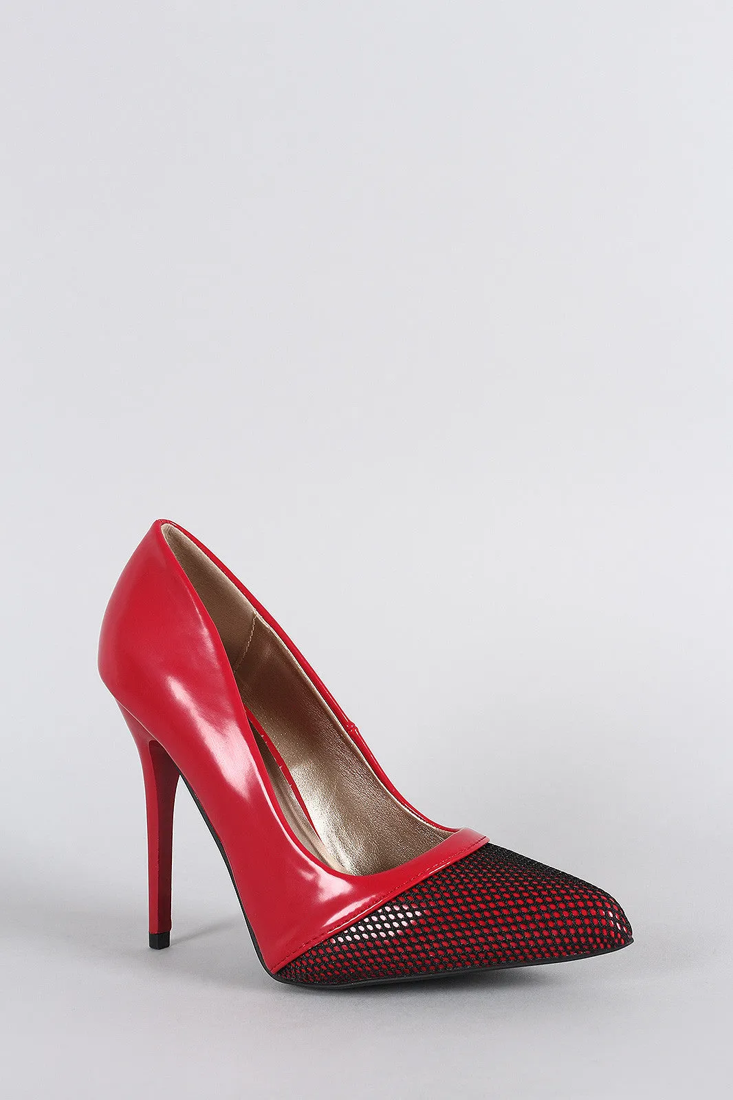 Qupid Fire Hot Mesh Pointy Toe Pump