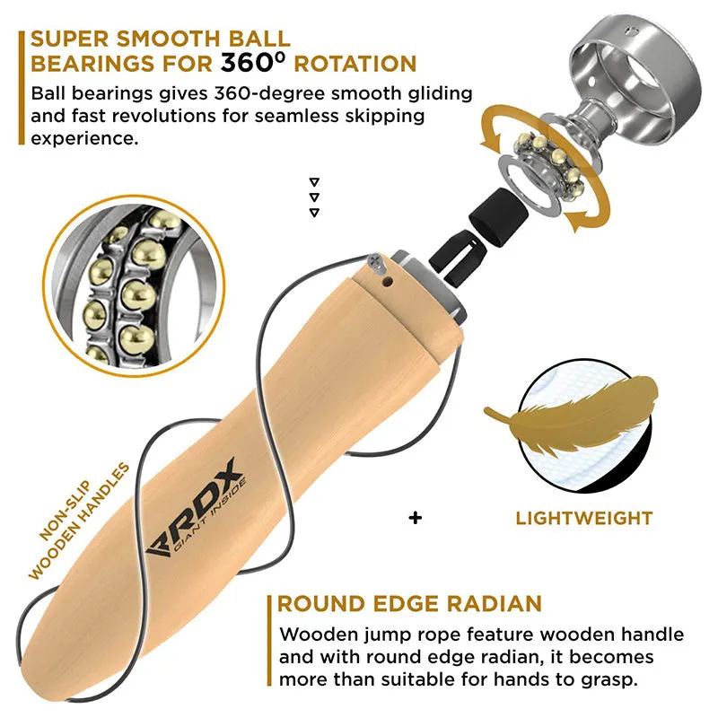 RDX BR 10.3ft Wooden Handles Skipping Rope