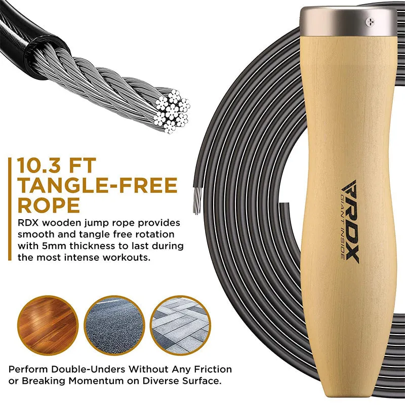 RDX BR 10.3ft Wooden Handles Skipping Rope