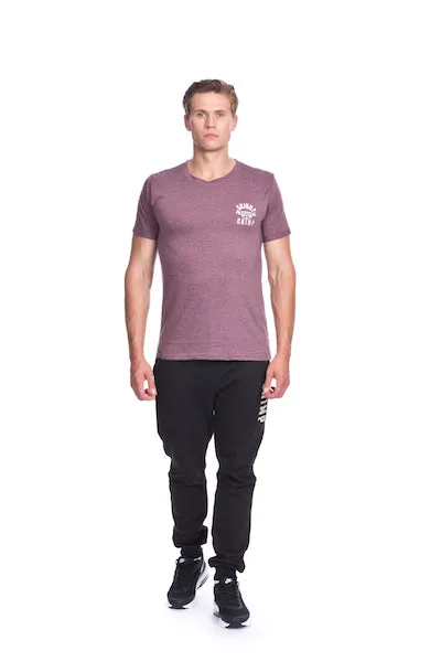 REGULAR FIT EMBROIDERED T-SHIRT - BURGUNDY