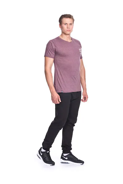 REGULAR FIT EMBROIDERED T-SHIRT - BURGUNDY