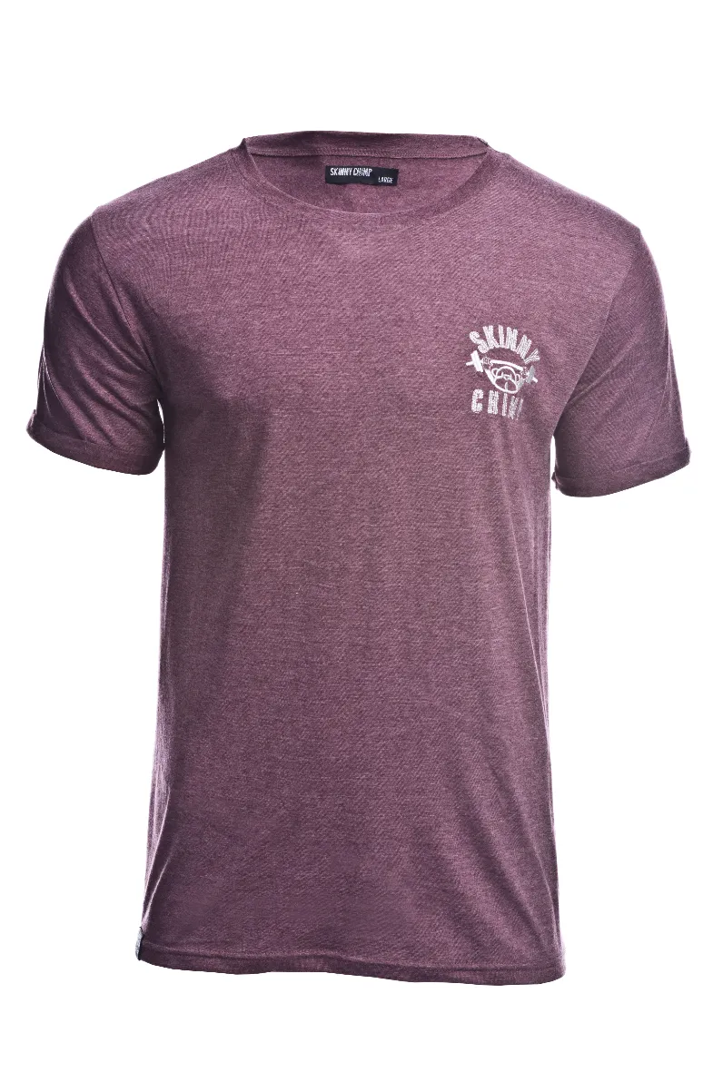 REGULAR FIT EMBROIDERED T-SHIRT - BURGUNDY