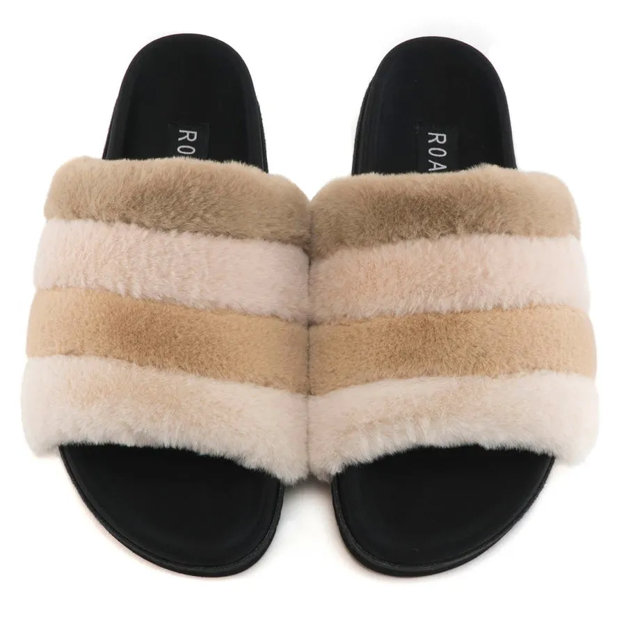 ROAM Women's Prism Faux Fur Slippers  - Cream